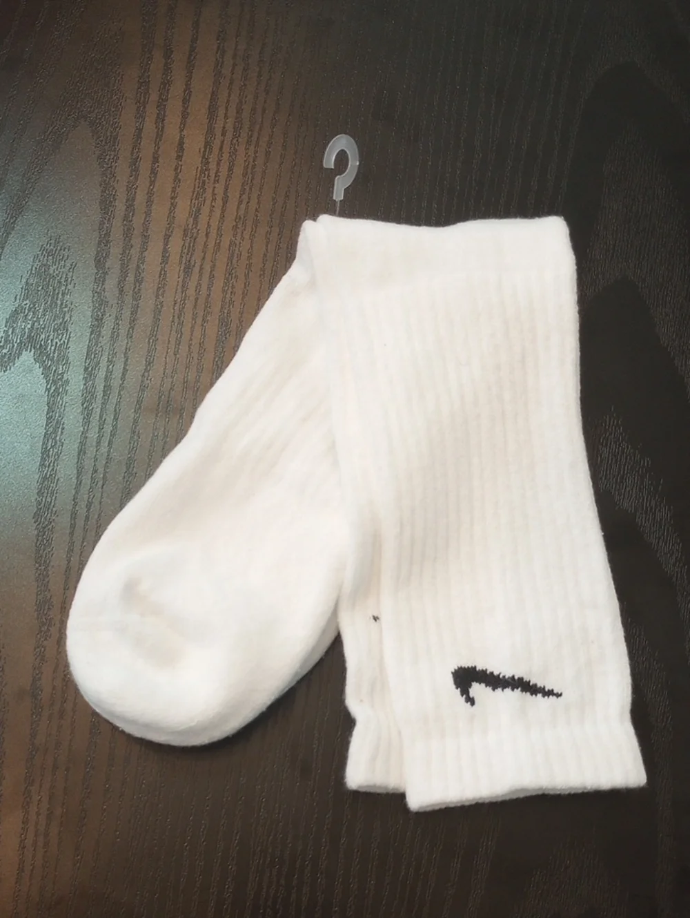 Nike White Crew Athletic Mid-calf Socks with Black Swoosh